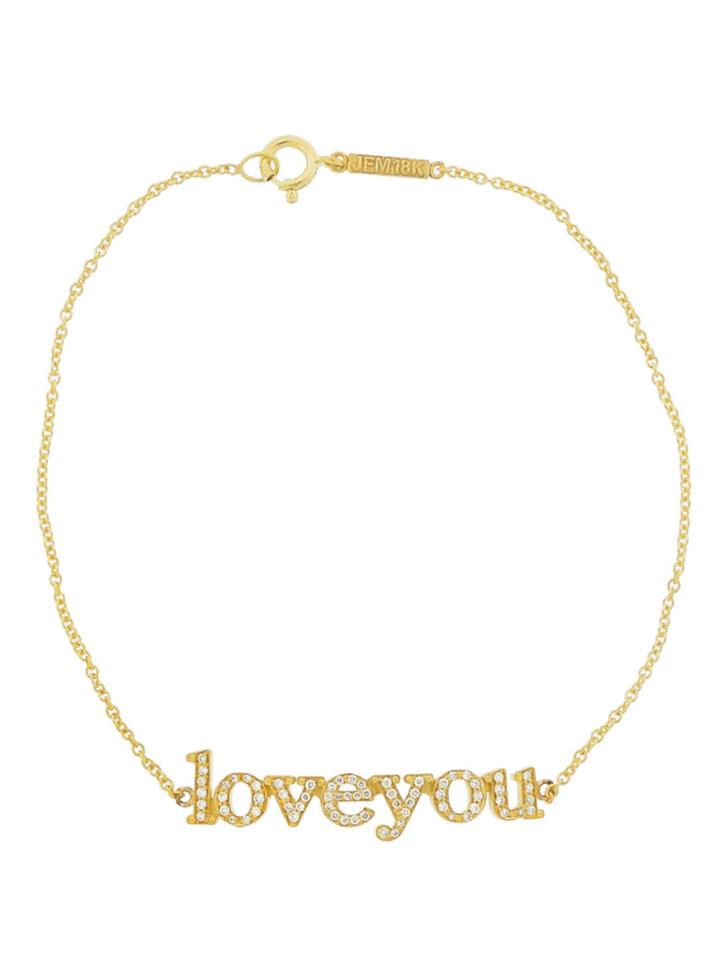 Jennifer Meyer Diamond Loveyou Bracelet - Yellow Gold