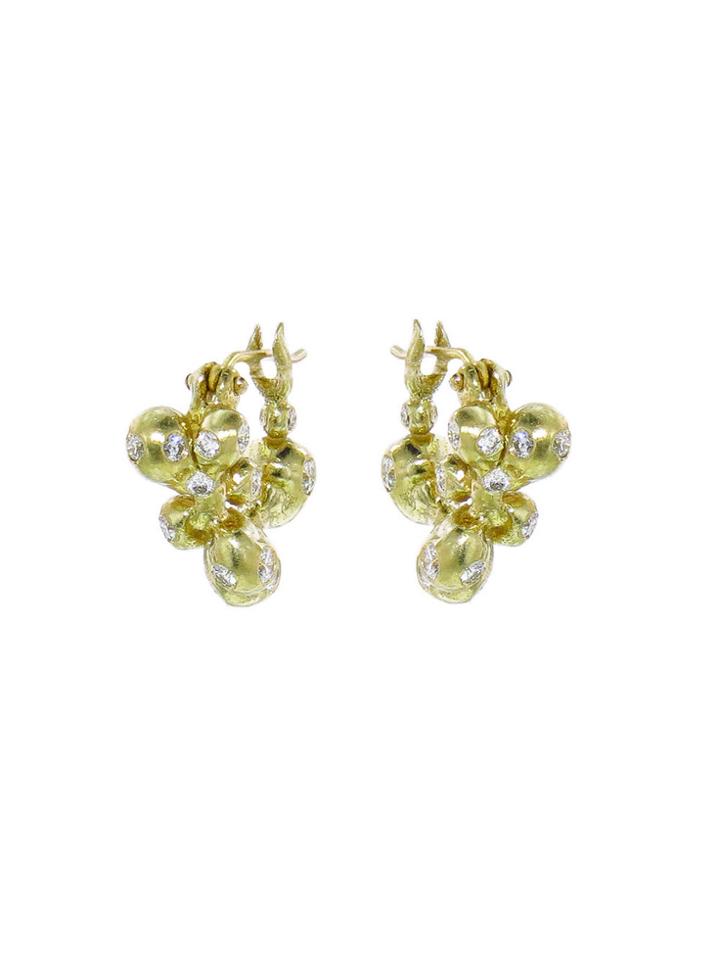 Ten Thousand Things Gold Molten Cluster Hoops With Diamonds