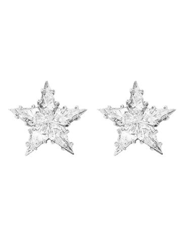 Lucie Campbell Designer Star Studs With Diamonds - Platinum
