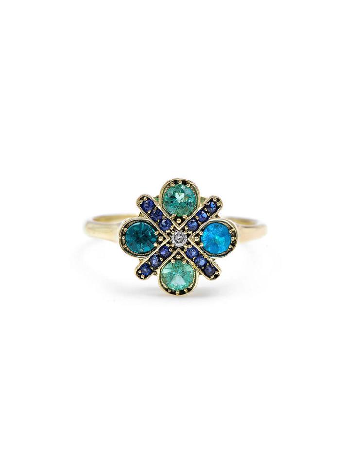 Lori Mclean Paraiba Tourmaline 4-cross Ring