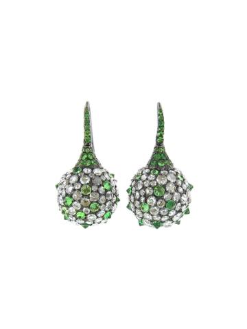 Arunashi Handmade Diamond And Tsavorite Ball Earrings