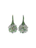 Arunashi Handmade Diamond And Tsavorite Ball Earrings