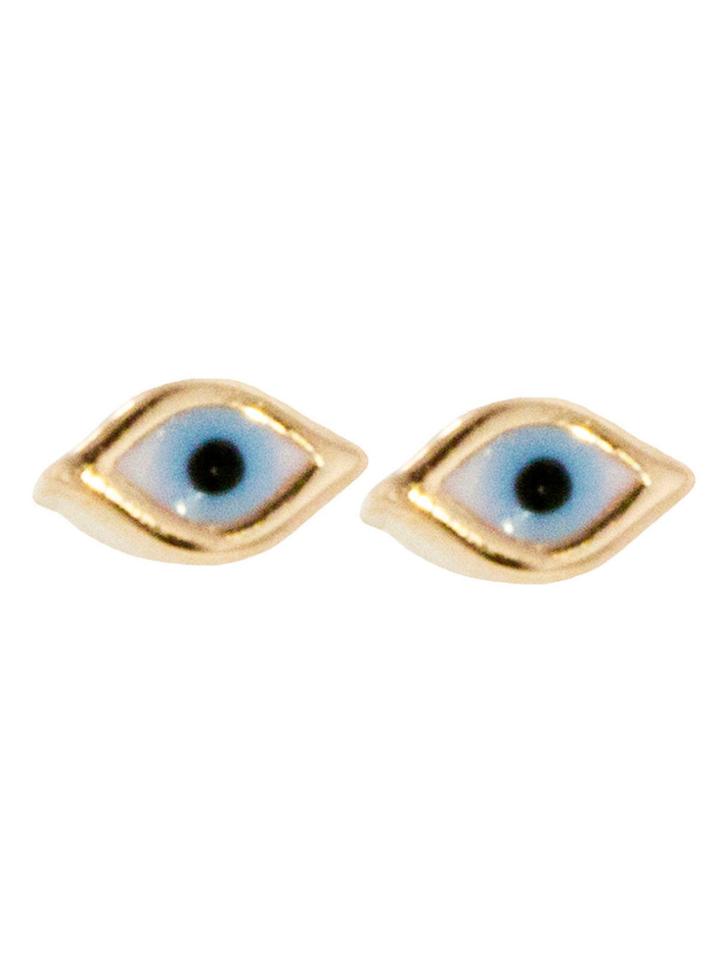 Sydney Evan Mini Enamel Evil Eye Stud Earrings In Rose Gold