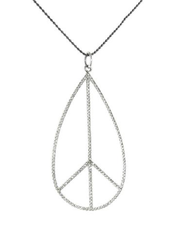 Sydney Evan Large Peace Sign Pendant In Diamonds And White Gold