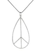 Sydney Evan Large Peace Sign Pendant In Diamonds And White Gold