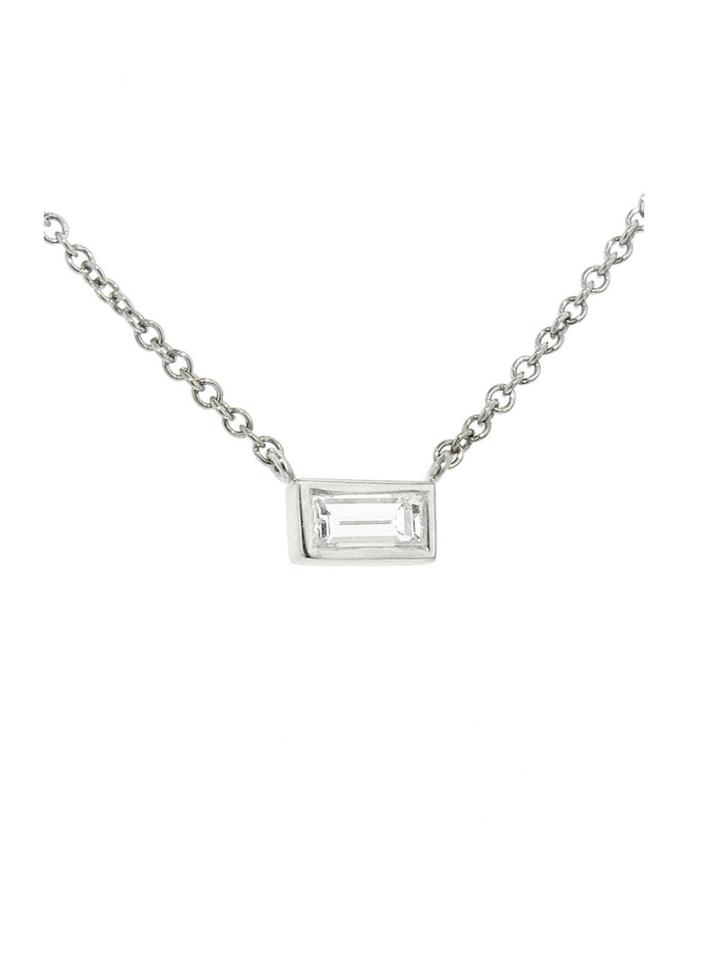 Finn Single Baguette Diamond Necklace - White Gold