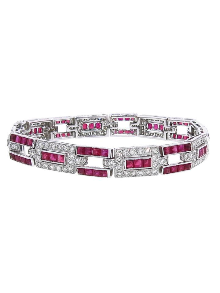 Estate Collection Ruby And Diamond Bracelet - White Gold