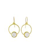 Gurhan Small Loops With Pave Diamonds Drop Earrings - 24 Karat Yellow Gold
