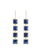 Jennifer Meyer Lapis Pyramid Four Drop Earrings With Diamonds