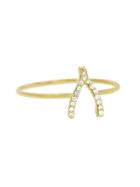 Jennifer Meyer Diamond Mini Wishbone Stacking Ring - Yellow Gold