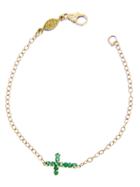 Andrea Fohrman Emerald Cross On Yellow Gold Chain Bracelet
