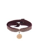 Perle De Lune Zen Medal In Rose Gold - Red Elastic Bracelet