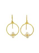 Gurhan Small Open Hoops With Diamonds Drop Earrings - 24 Karat Yellow Gold