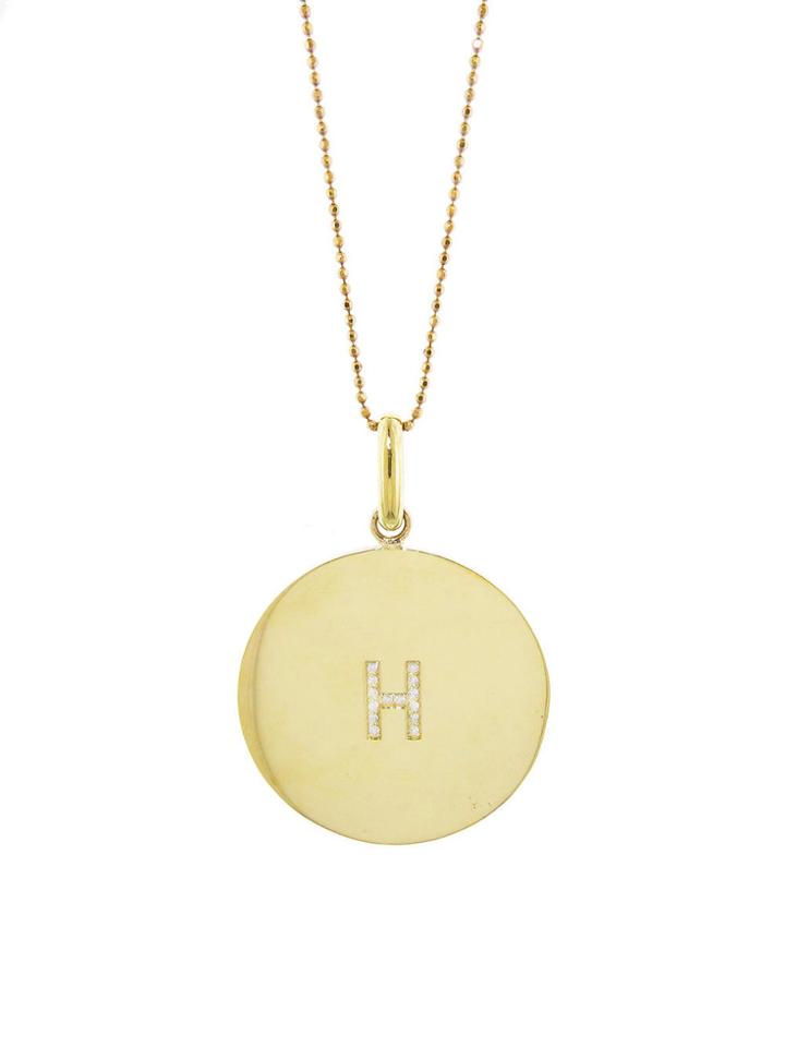 Jennifer Meyer Large Circle Pendant With Diamond Initial - H