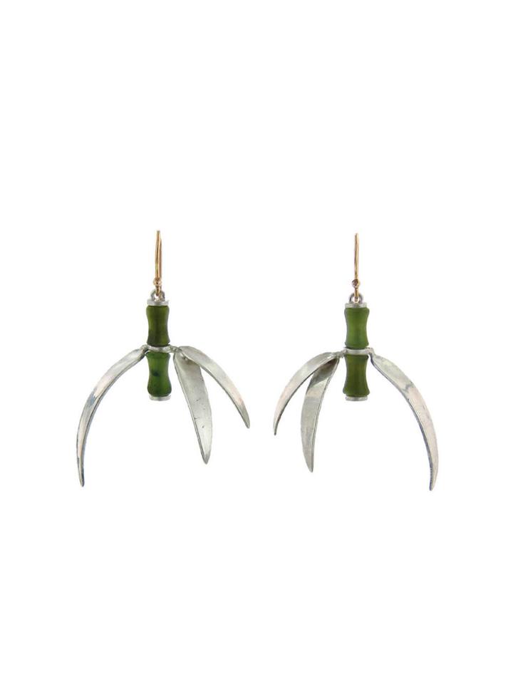 Annette Ferdinandsen Large Curled Jade Bamboo Earrings - Sterling Silver