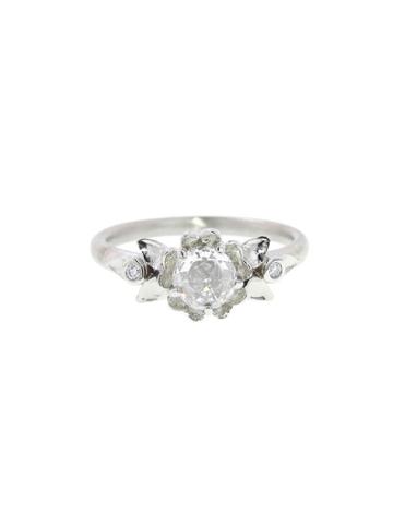 Megan Thorne Buttercup Petal Ring With Rose Cut - White Gold