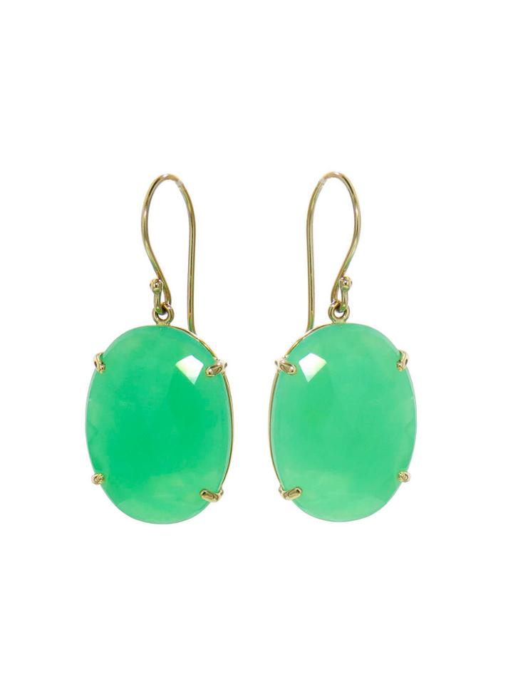 Jamie Joseph Rose Cut Chrysoprase Oval Drop Earrings