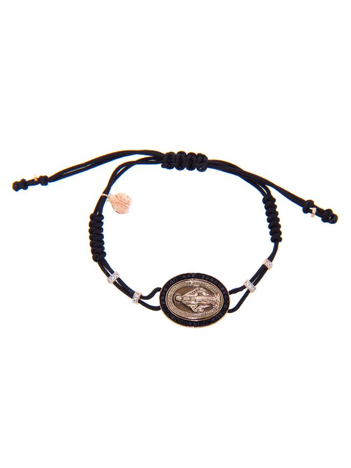 Pippo Perez Holy Mary Bracelet In Rose Gold With Black Diamonds - White Center