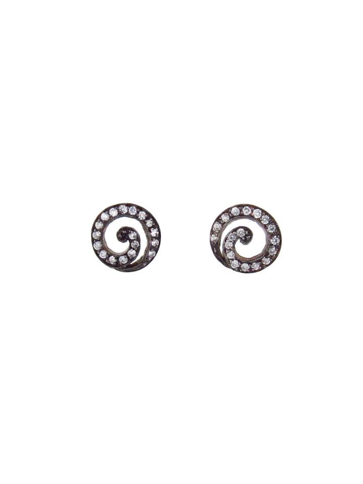 Cathy Waterman Blackened Swirl Diamond Studs