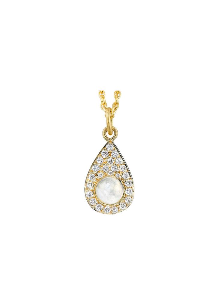 Irene Neuwirth Rainbow Moonstone Drop Charm With Diamonds - Yellow Gold