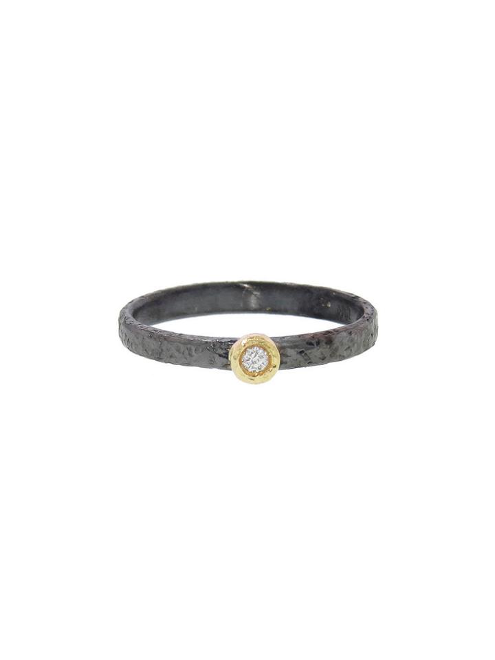 Yasuko Azuma Bezel Set Diamond Ring - 18 Karat Yellow Gold Sterling Silver