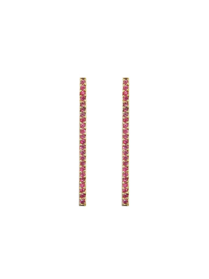 Jennifer Meyer Pink Sapphire Stick Studs - Yellow Gold