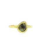Todd Reed One Of A Kind Black Pear Diamond Solitaire Ring In Yellow Gold