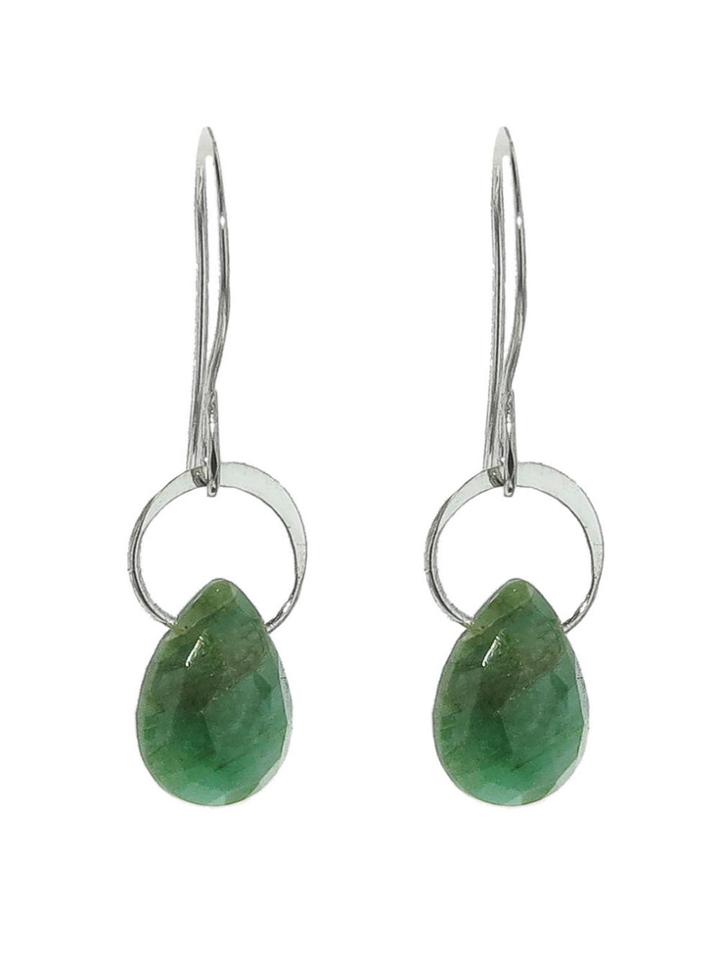 Melissa Joy Manning Emerald Drops - Silver Wire Earrings