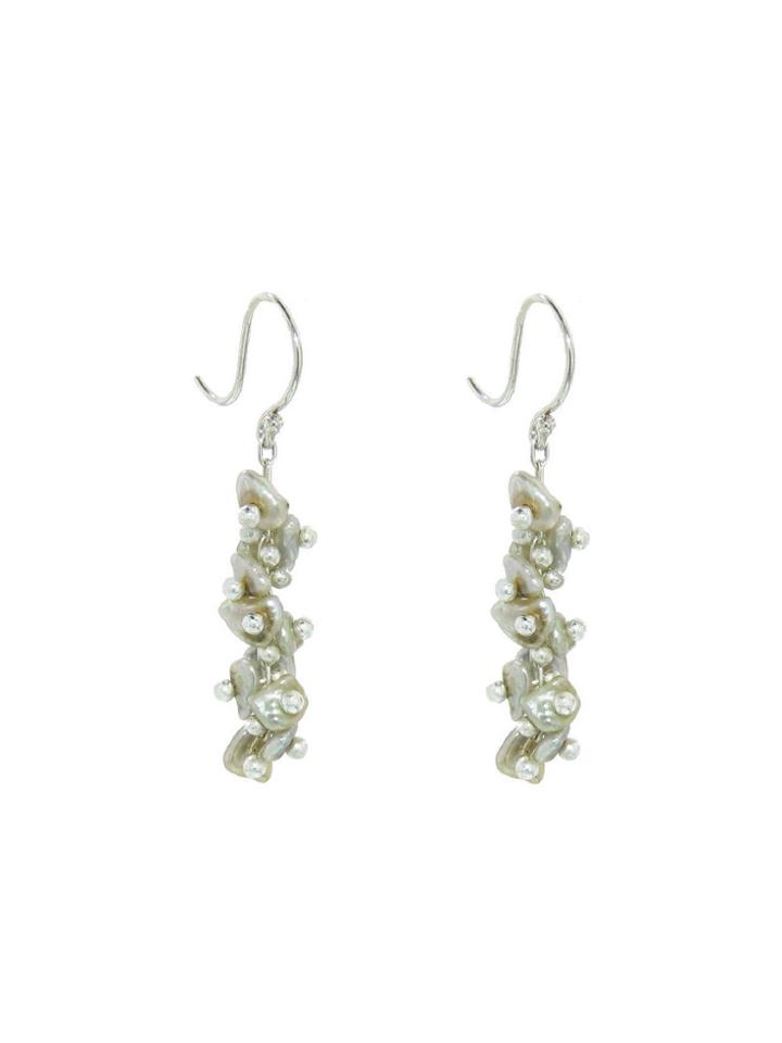 Ten Thousand Things Short Spiral Keshi Pearl Earring - Sterling Silver