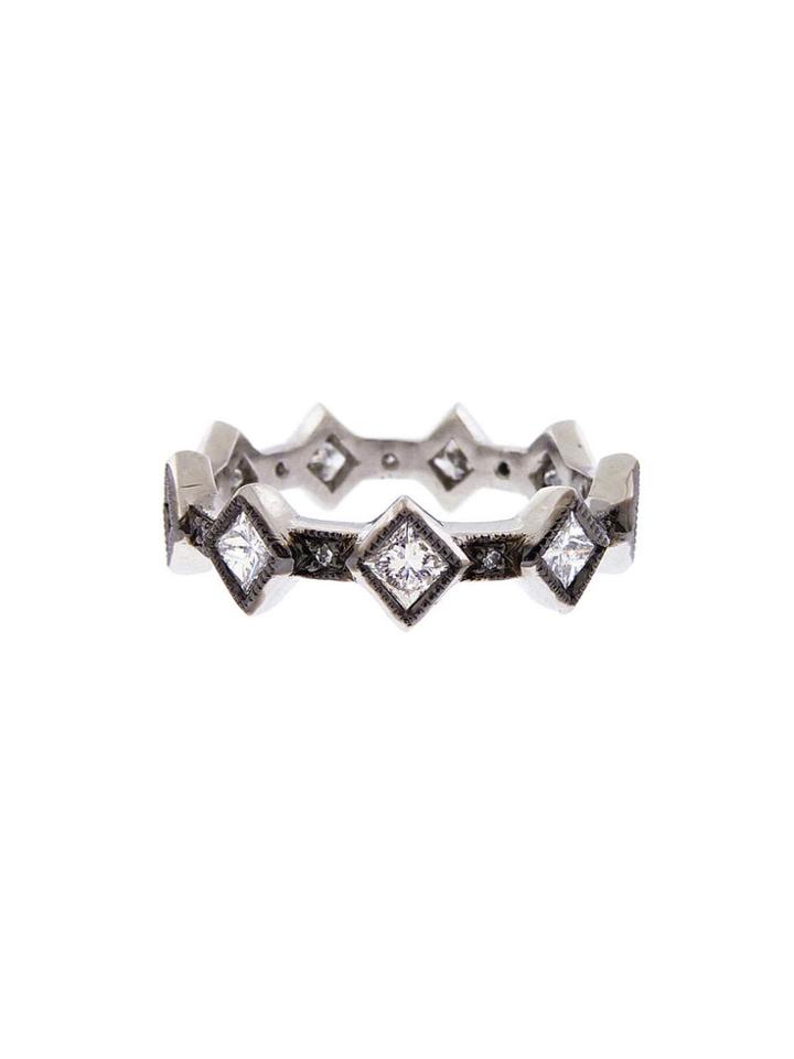 Cathy Waterman Princess Cut Diamond Blackened Band - Platinum