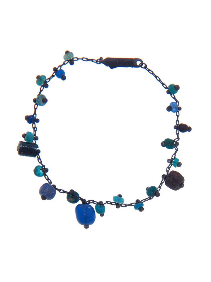 Ten Thousand Things Blue Ancient Beads Bracelet - Oxidized Silver