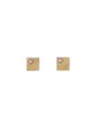 Melissa Joy Manning Yellow Gold Square Earrings With Rose Gold And Diamonds