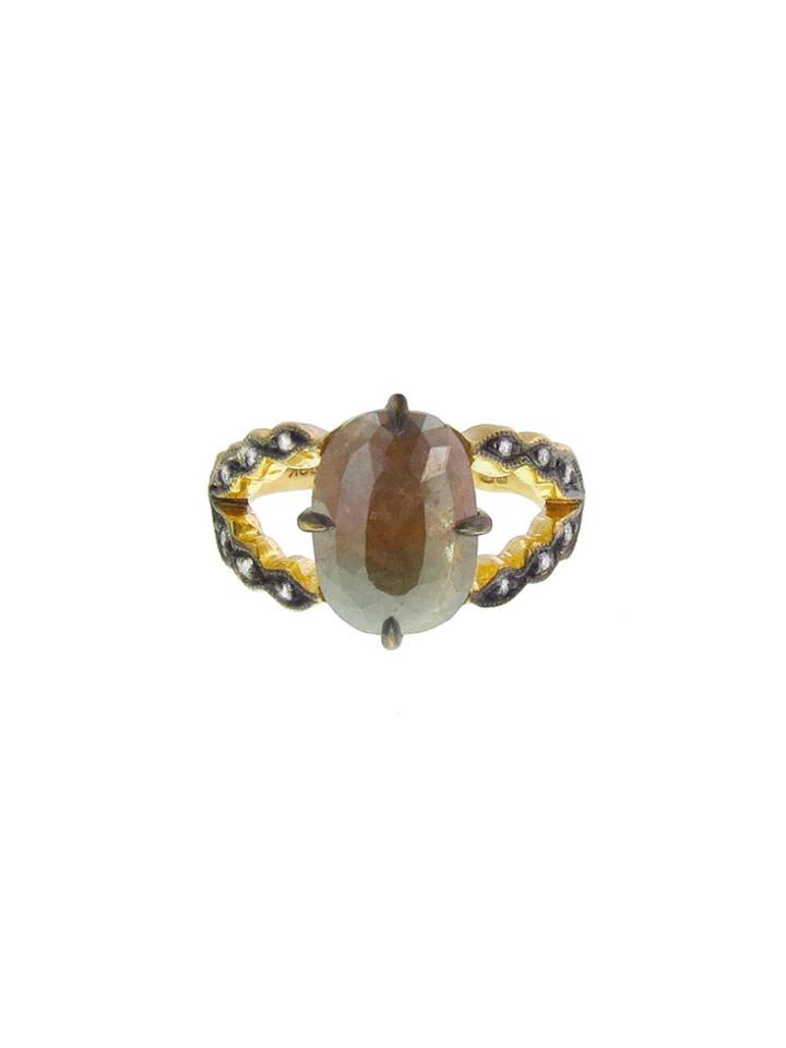 Cathy Waterman Scalloped Edge Rustic Diamond Ring
