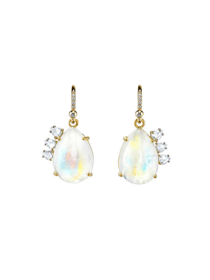 Irene Neuwirth Rainbow Moonstone And Diamond Drop Earrings