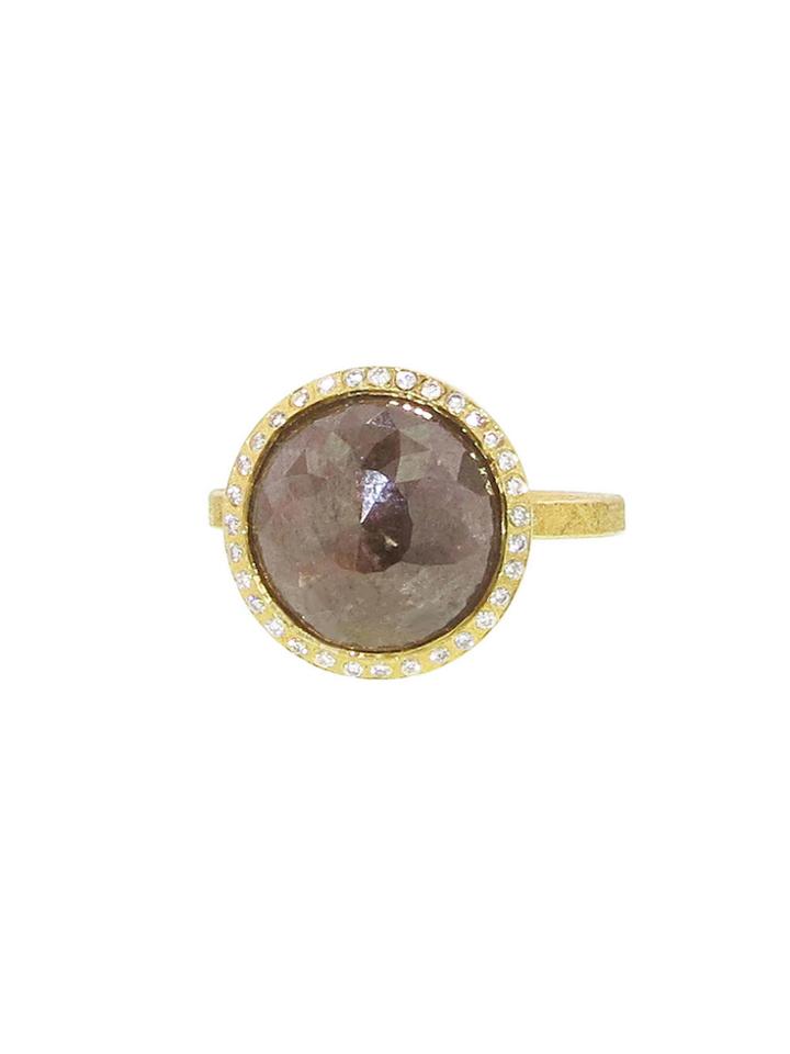 Todd Reed Smokey Red Diamond Solitaire Ring In Yellow Gold