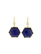 Irene Neuwirth Large Rose Cut Lapis Hexagonal Earrings - Yellow Gold