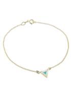 Jennifer Meyer Diamond Turquoise Inlay Triangle Bracelet - Yellow Gold