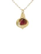Annette Ferdinandsen Calla Lily Necklace With Ruby - Yellow Gold