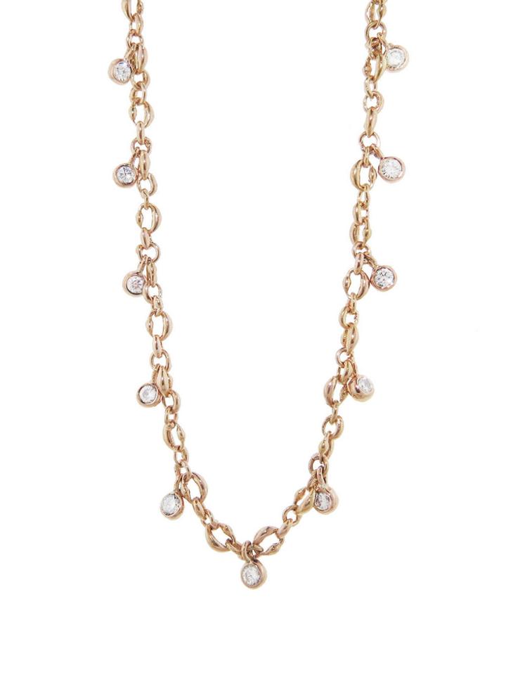 Ten Thousand Things Oval Link Diamond Dangle Necklace - Rose Gold