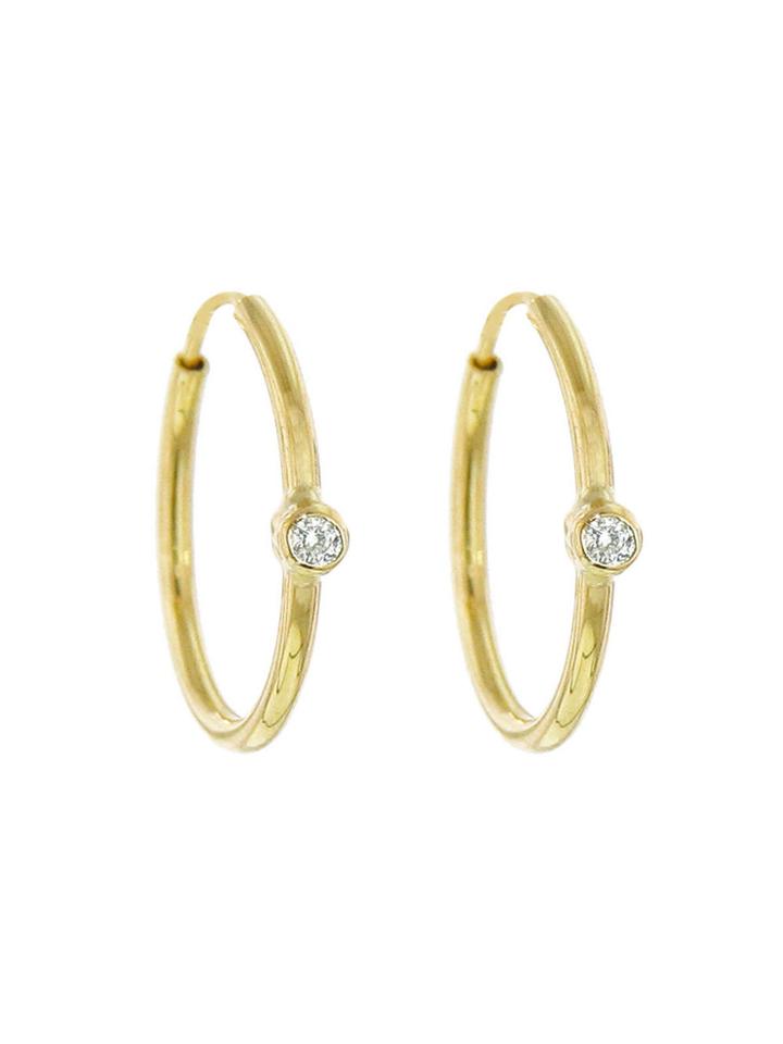 Jennifer Meyer Small Hoops With Diamonds - Yellow Gold