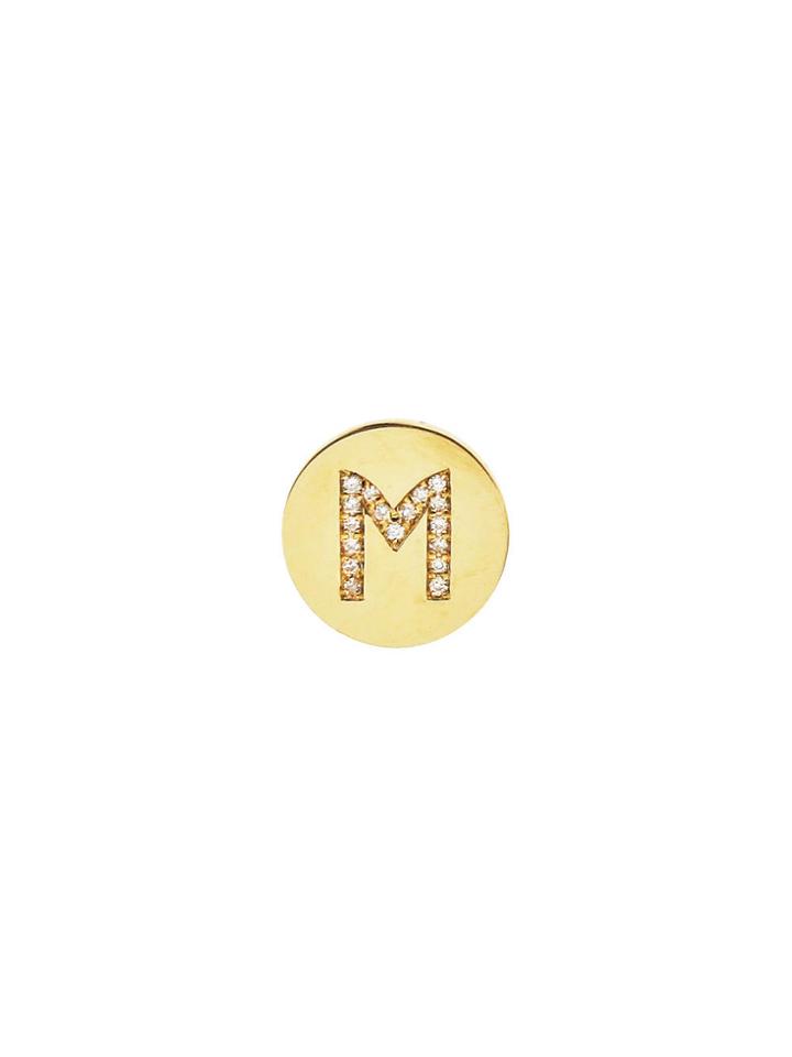 Jennifer Meyer Personalized Diamond Mini Disc Stud - Initial M