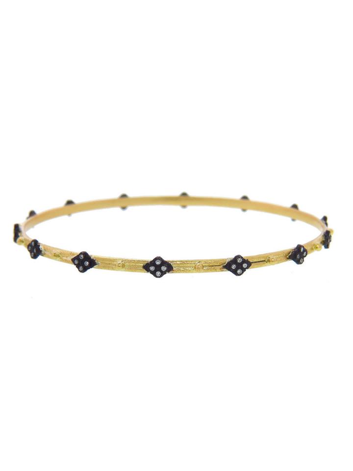 Armenta Thin Yellow Gold Cravelli Cross Bracelet With Diamonds