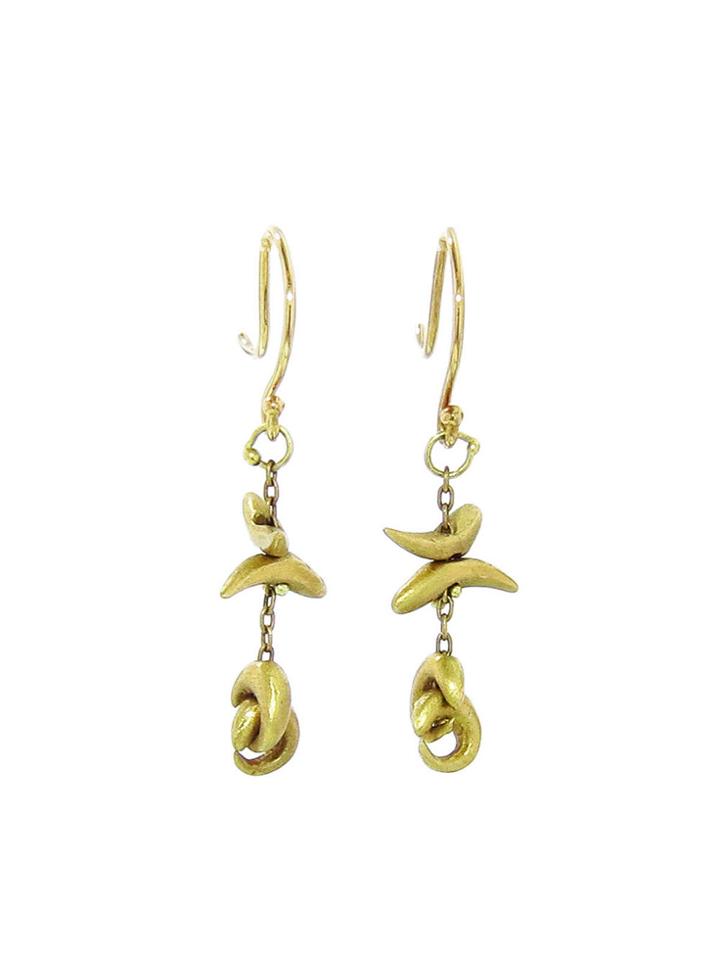 Ten Thousand Things Tiny Interlocking Ring And Horn Earrings - Yellow Gold