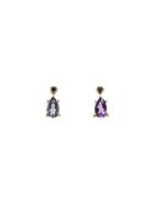 N+a New York Pear Amethyst And Sapphire Stud Earrings With Diamonds