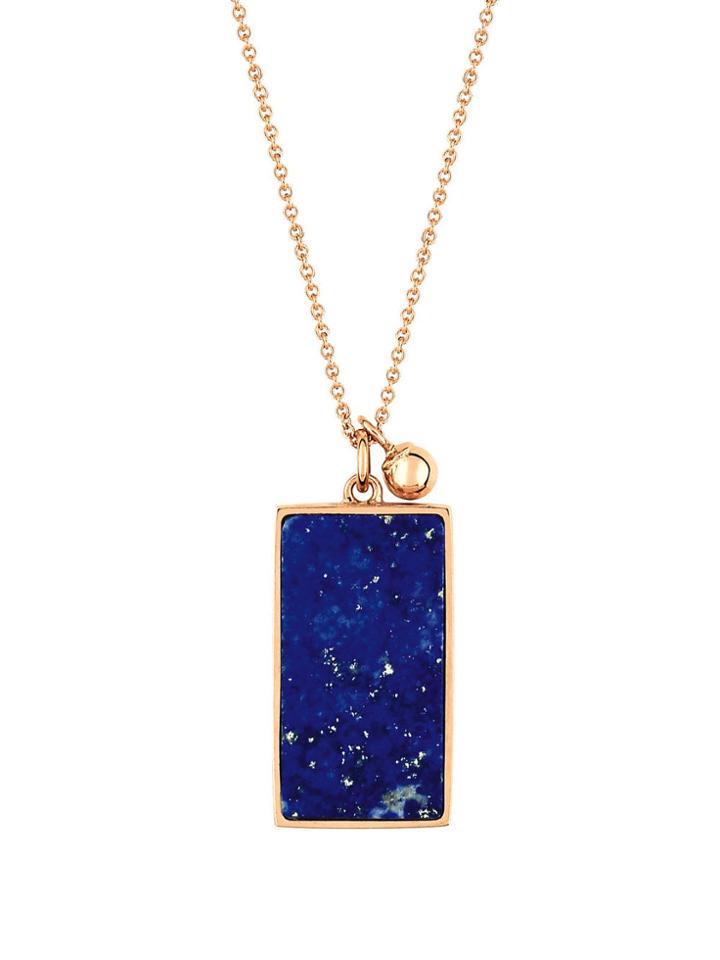 Ginette Ny Ever Rectangle Lapis Necklace - Rose Gold