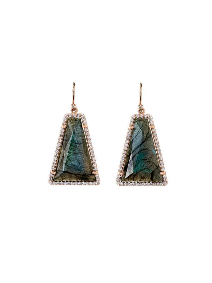 Irene Neuwirth Trapezoid Labradorite Earrings With Diamonds - Rose Gold