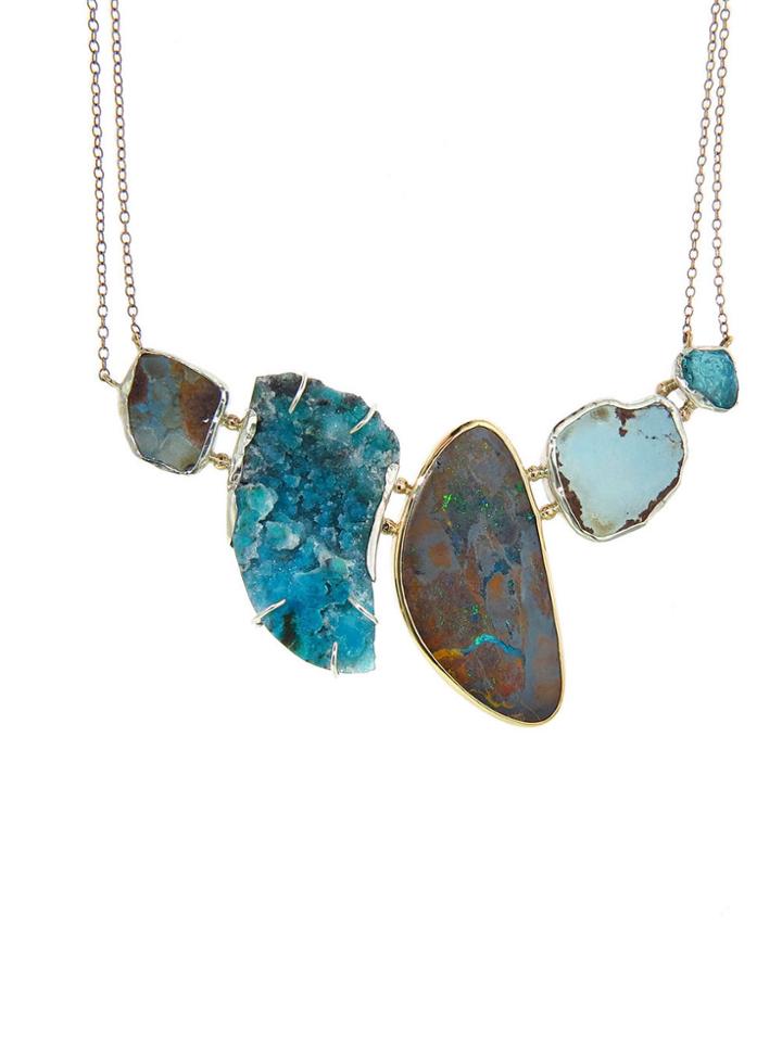 Melissa Joy Manning Turquoise, Chrysocolla And Opal Statement Necklace