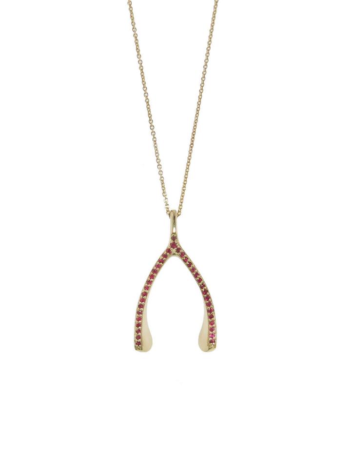 Jennifer Meyer Ruby Wishbone Pendant