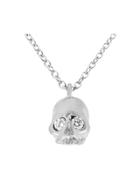 Finn Skull Necklace With Diamond Eyes - White Gold