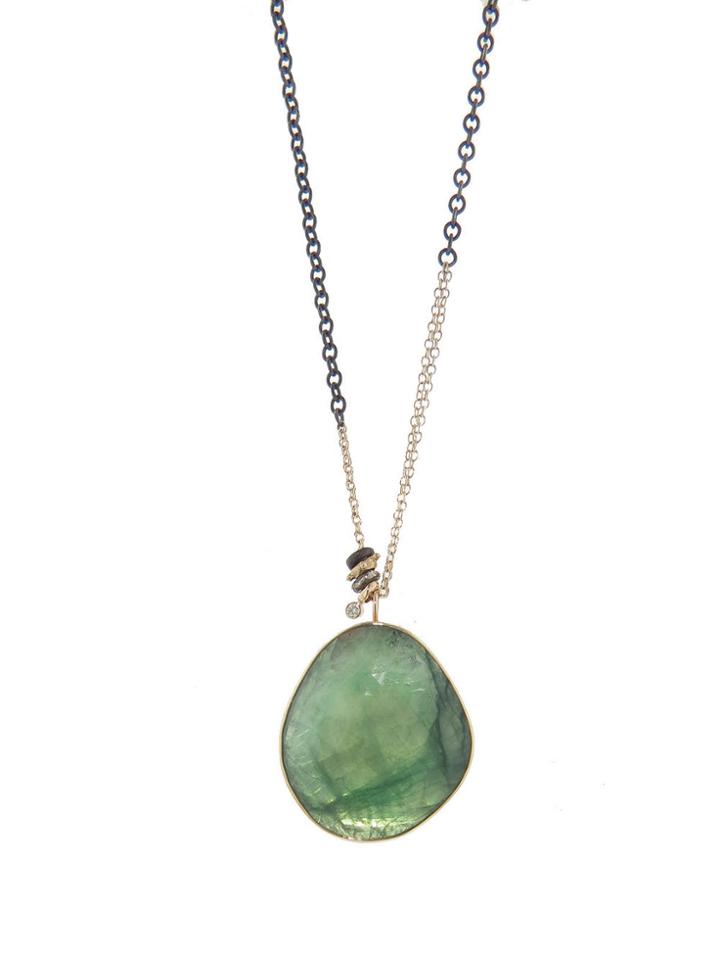 Jamie Joseph Rose Cut Emerald Pendant On Zebra Chain